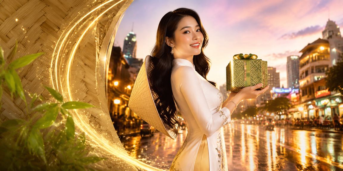 Người dùng TP.HCM sử dụng ứng dụng casino trên điện thoại bên chiếc nón lá truyền thống